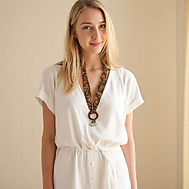 Yeşil Çiçek Desenli Kolye Sümer 2